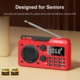 thumbnail image 5 of Yucurem Portable Radio AM FM 1500mAh Rechargeable with Best Reception, Transistor shortwave Radio Wireless Bluetooth Speaker with Large LCD Screen (Red), 5 of 10