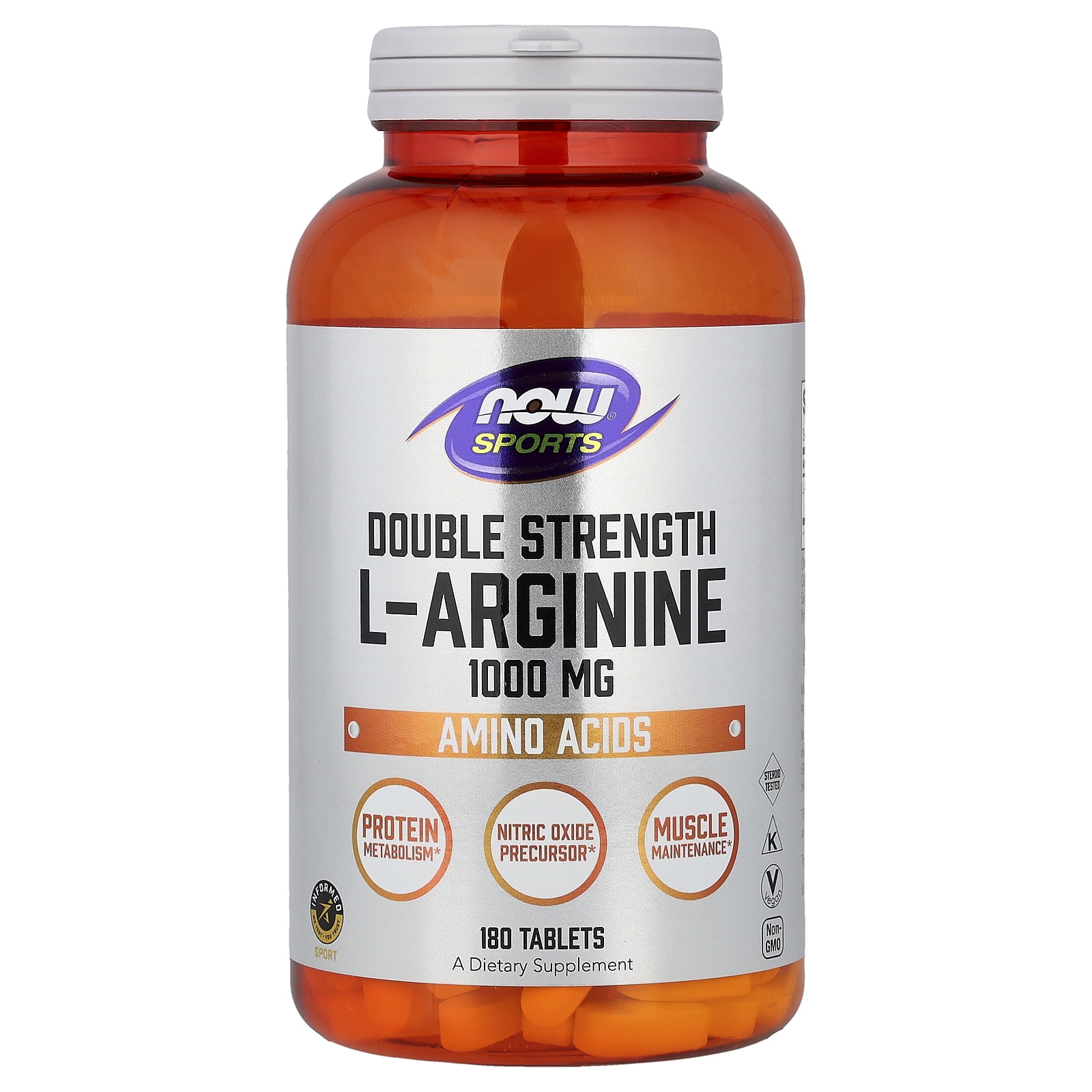 NOW Foods Sports, L-Arginine, 1,000 mg, 180 Tablets