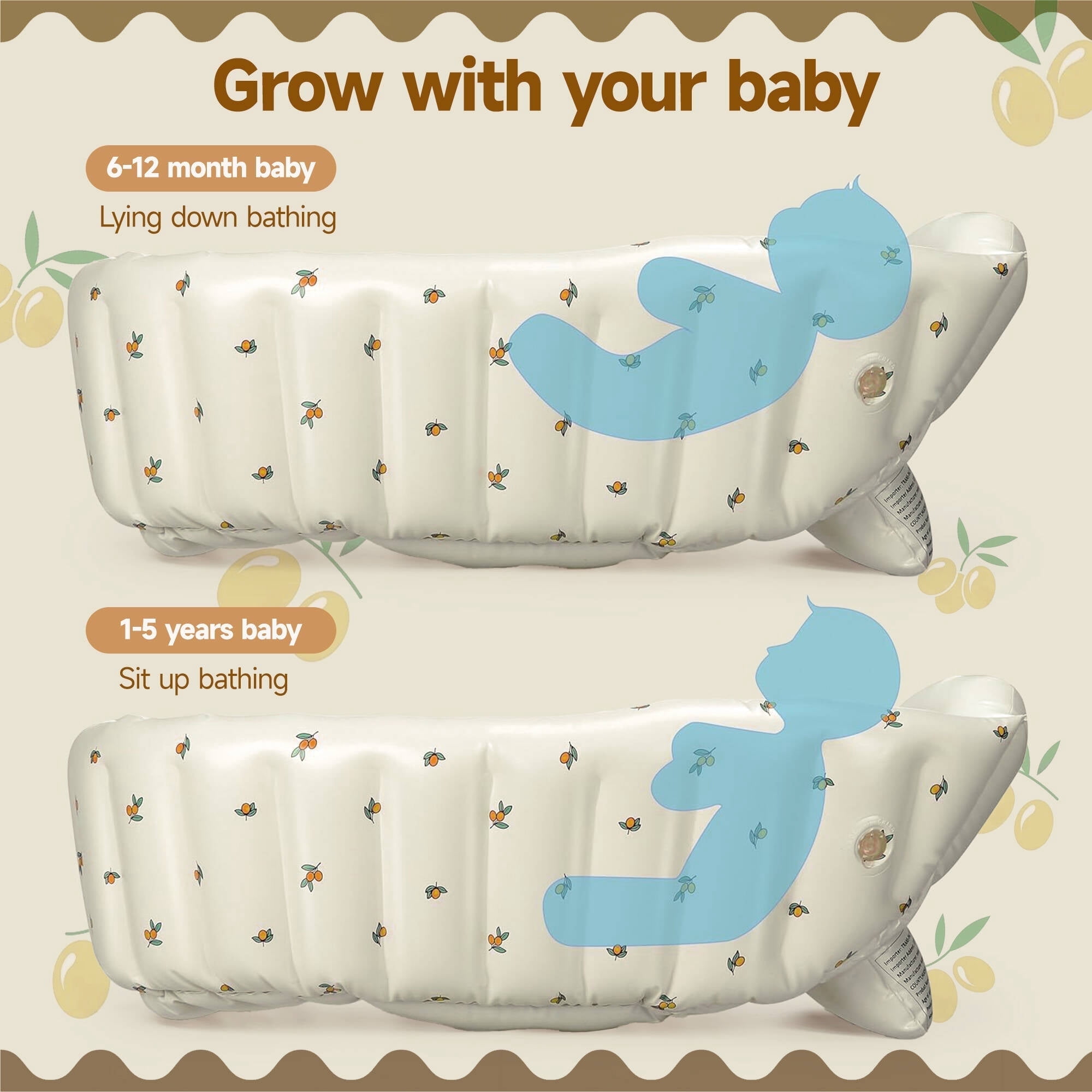 Morfone Inflatable Baby Bathtub for Newborn to Toddler, Portable Baby Tub with Built-in Air Pump, Collapsible Shower Basin for Easy Storage