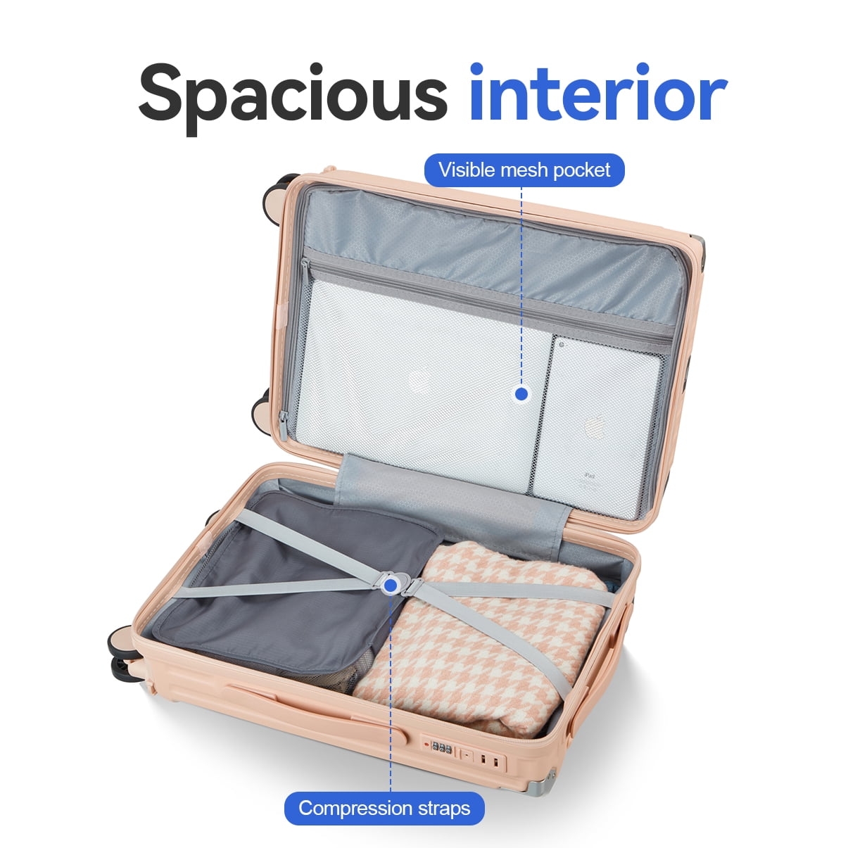 PC+ABS 3-Piece Business Luggage Set with USB Lock, 20"/24"/28" Spinner Suitcases, Silent Wheels, Mature Business Design for Professional Travelers