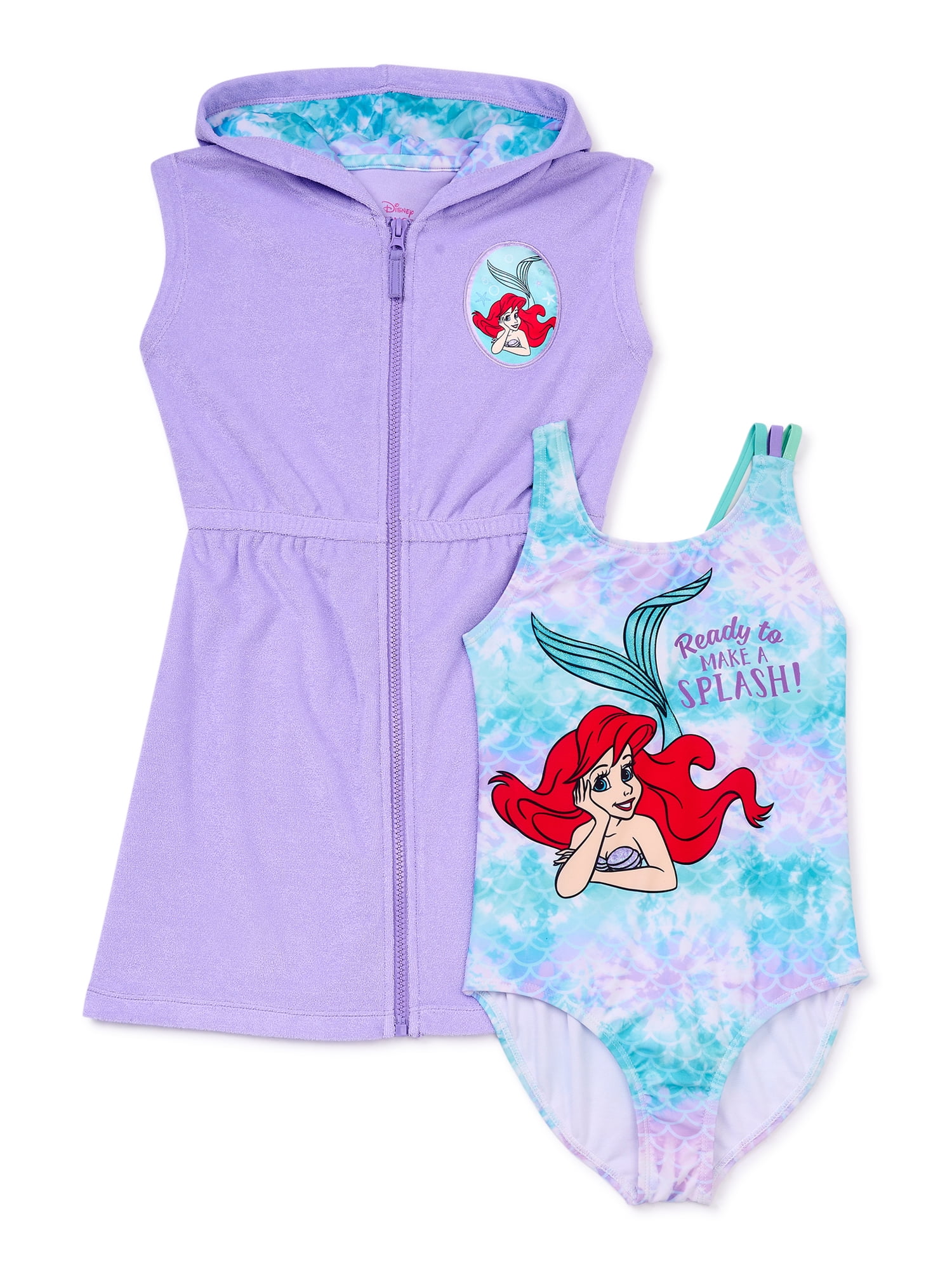 Mermaid Ariel Toddler Girls Swimsuit and Cover-Up Sets Purple Size 2T 