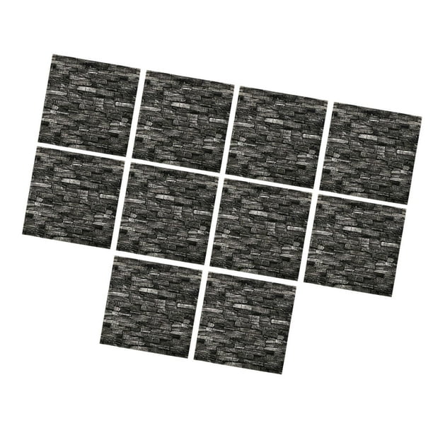 Paquete de 10 paneles de pared como pegatinas 3D y paneles decorativos de papel pintado de ladrillo. Gris oscuro