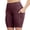 Wine Red, variant on Womens High Waisted Biker Yoga Shorts Knee Length Athletic Shorts with Pockets