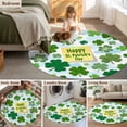 thumbnail image 5 of Round Rug 5Ft Washable Non-Slip, St. Patrick's Day Circle Area Rugs for Living Room Bedroom, Spring Lucky Green Shamrock Cloud Blue Indoor Floor Mats Carpet Runner for Home Decor Aesthetic, 5 of 8