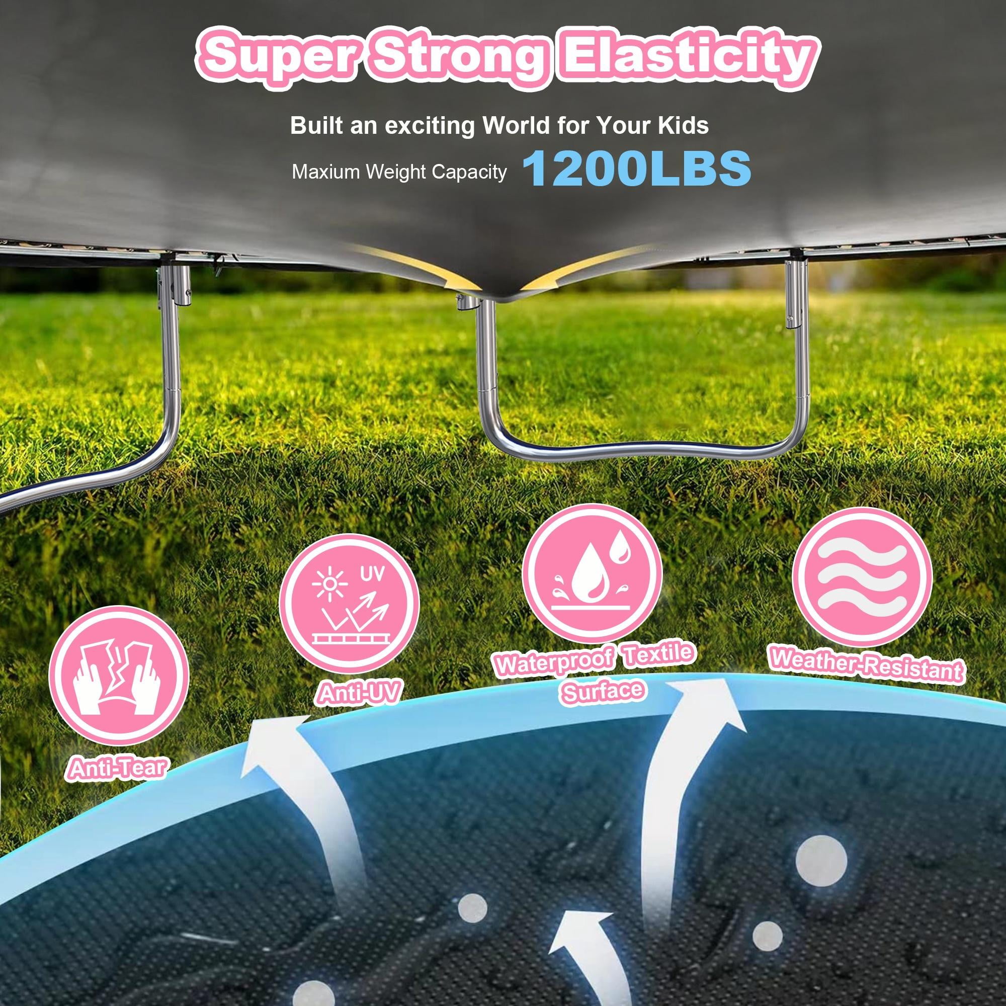 16ft Trampoline for Kids with Basketball Hoop and LED Lights, SEGMART Upgraded Kids Outdoor Trampoline with Enclosure Net and Ladder, Heavy Duty Recreational Trampoline for Indoor Outdoor Backyard
