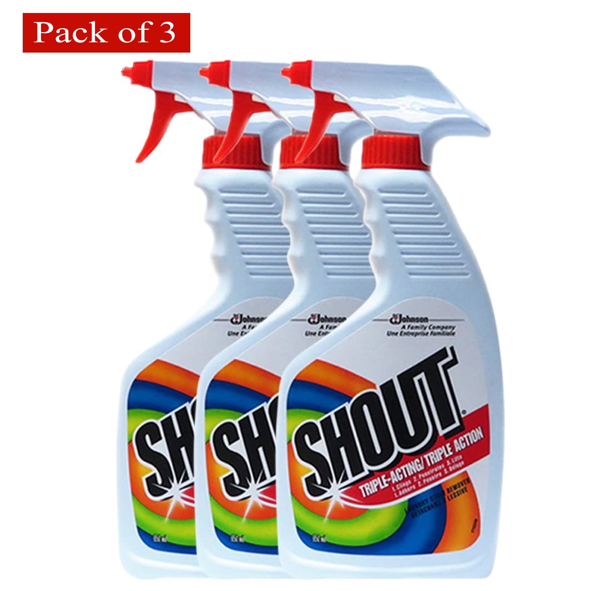 Shout TripleActing Laundry Stain Remover, 650ml Pack of 3