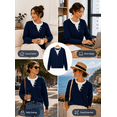 thumbnail image 4 of DOKOTOO Womens Sweater Tops Crew Neck Long Sleeve Knit Pullover Shirt 2 in 1 Layered Look Button Detail Lightweight Casual Top S-2XL, 4 of 10