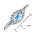 thumbnail image 4 of Bling Jewelry Womens Minimalist CZ Halo Evil Eye 1MM Band Midi Ring Sterling Silver, 4 of 5