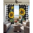 thumbnail image 6 of Spring Yellow Flowers Kitchen Curtains Check Oil Painting Vintage Cafe Short Curtains for Bathroom Blackout Window Curtain Grommet Small Window Treatment Tier Drapes for Bedroom Living Room 52"x45"x2, 6 of 9