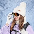 thumbnail image 2 of 3 Pcs Winter Satin Silk Lined Beanie Hat Long Knit Scarf Touchscreen Wool Gloves Set for Women Men, 2 of 9