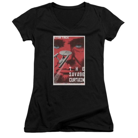 Star Trek Tos Episode 77 Junior Women's V-Neck T-Shirt Black