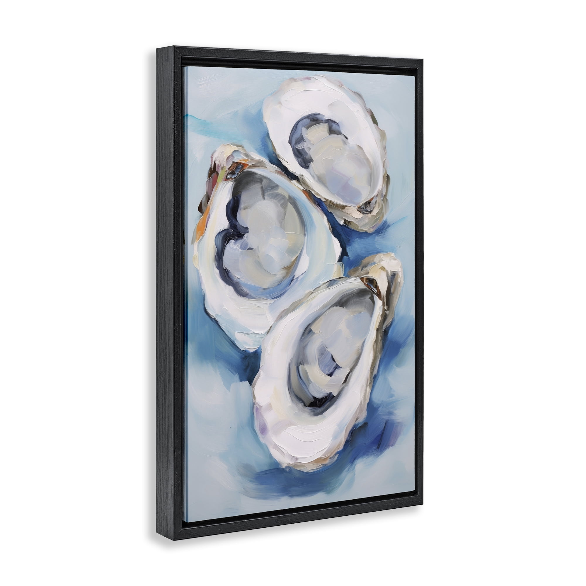 Stupell Industries Oyster Shell Trio Animals & Insects Painting Black Floater Framed Canvas Art Print Wall Art, 17 x 25