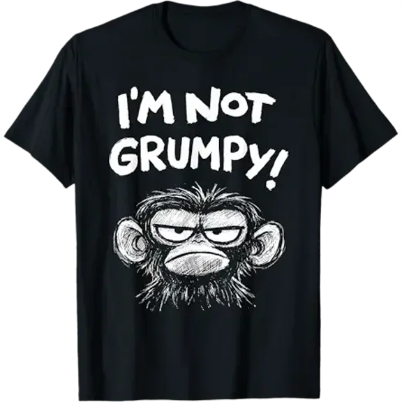 Grumpy Monkey I'm Not Grumpy Funny Retro Vintage T-Shirt