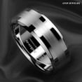 thumbnail image 5 of Tungsten Rings for Men Wedding Bands for Him 8mm Brushed Center Silver, 5 of 5