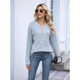 thumbnail image 6 of Women Long Sleeve Shirts Dressy Casual Button V Neck Pullover Sweaters Jumper Tops Fall Outfits Light Blue XXL, 6 of 8