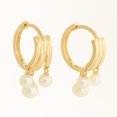 thumbnail image 4 of Anygolds 14K Real Solid Gold Pearl Hoop Earrings, Cartilage Daith Helix Tragus Conch Earlobe Snug Hinged Huggie Hoop Ear Clicker Ring Piercing - MOT47713-PWY Yellow Gold, 4 of 6