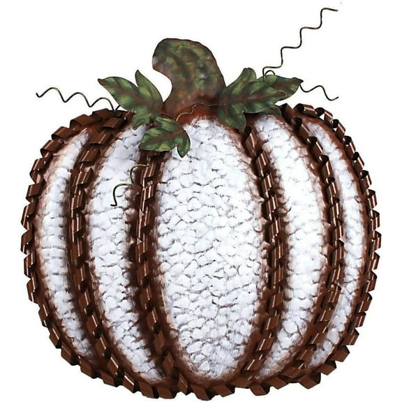 Metal Flat Pumpkin Decoration Indoor Outdoor Free Standing Metal Flat Pumpkins for Fall Harvest DecorThanksgiving Halloween Decoration - (White,19''H)