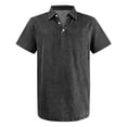 thumbnail image 5 of HAJWOH Men's Polo Shirts with Collar Short Sleeve Distressed Washed Cotton T-Shirts Button Casual Summer Tee Tops Clothing, 5 of 5