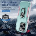 thumbnail image 4 of for iPhone 15 Pro Case,[Military-Grade Drop Protection] Shockproof Phone Case,15 Pro Case with Stand - Green+Pink, 4 of 12