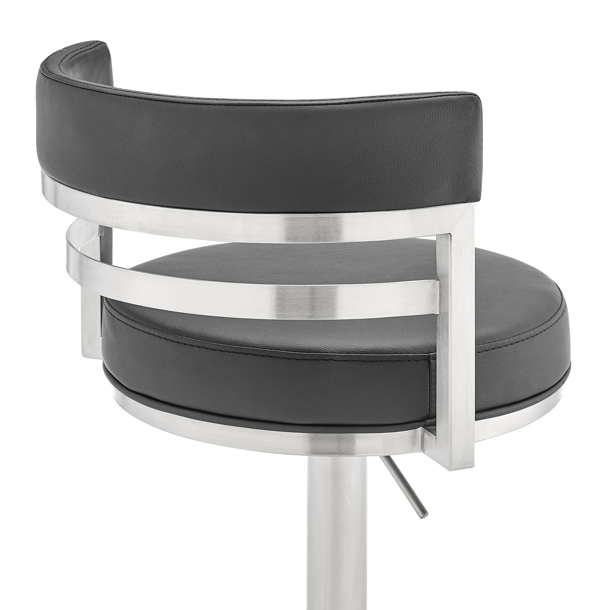 Judi Modern Industrial Swivel Metal Adjustable Height Barstool With Faux Leather Seat