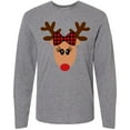 thumbnail image 3 of Inktastic Cute Girl Reindeer with Buffalo Plaid Bow Long Sleeve T-Shirt, 3 of 5