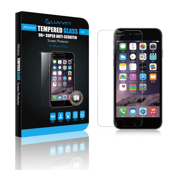 Luvvitt Tempered Glass Screen Protector for iPhone 7 Plus and 8 Plus - Crystal Clear