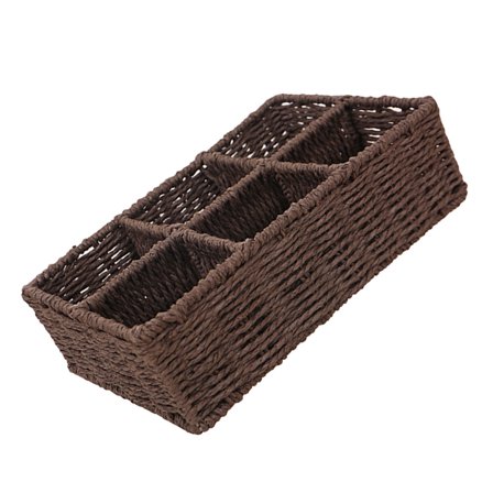 LOLIPPYY Divided Basket Storage Organizer for Home Decor with Iron and Cotton Coffee 1Pack