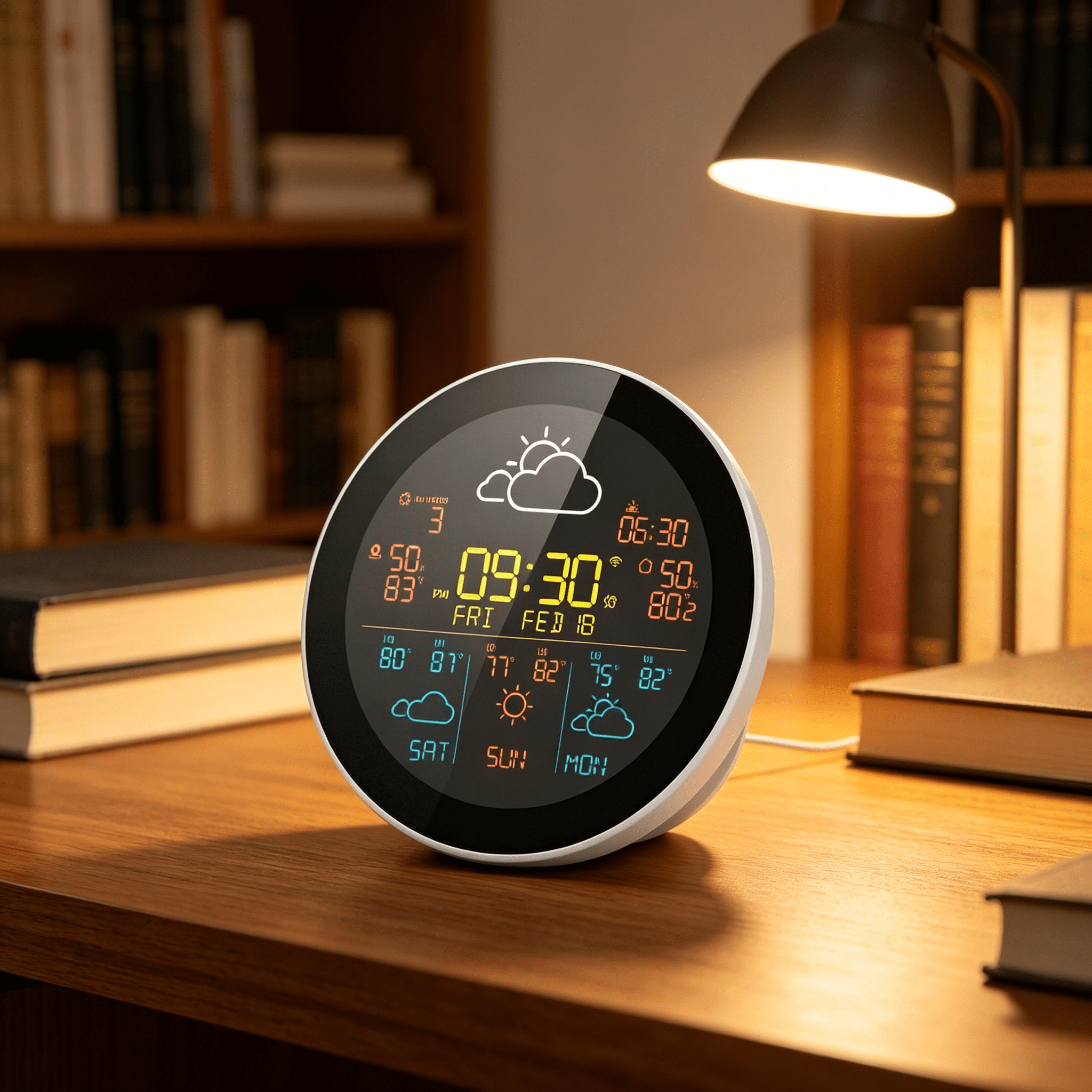 GJX 2026 New Wifi Weather Clock,3-Day Forecast Weather Station with Wireless Thermometer&Hygrometer,Lcd Display&Mobilephone Control