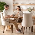 thumbnail image 3 of Colamy Button-Tufted Upholstered Fabric Dining Chairs with Wood Legs for Living Room, Kitchen set of 2, Beige, 3 of 9