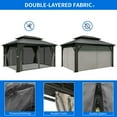 thumbnail image 5 of Dextrus Double Roof Hardtop Gazebo, Heavy Duty Hardtop with Netting and Curtains, Outdoor Galvanized Steel Combined of Vertical Stripes Roof for Patio, Backyard, Deck, Lawns-12x20ft, Gray, 5 of 5