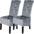 thumbnail image 1 of Hweilai Dining Chair Cover (Gray, 2pcs Set), Crushed Velvet Stretch Elastic Chair Protector Cover, Removable Washable Slippers, Suitable for Restaurant Wedding Party Chair Cover, 1 of 5