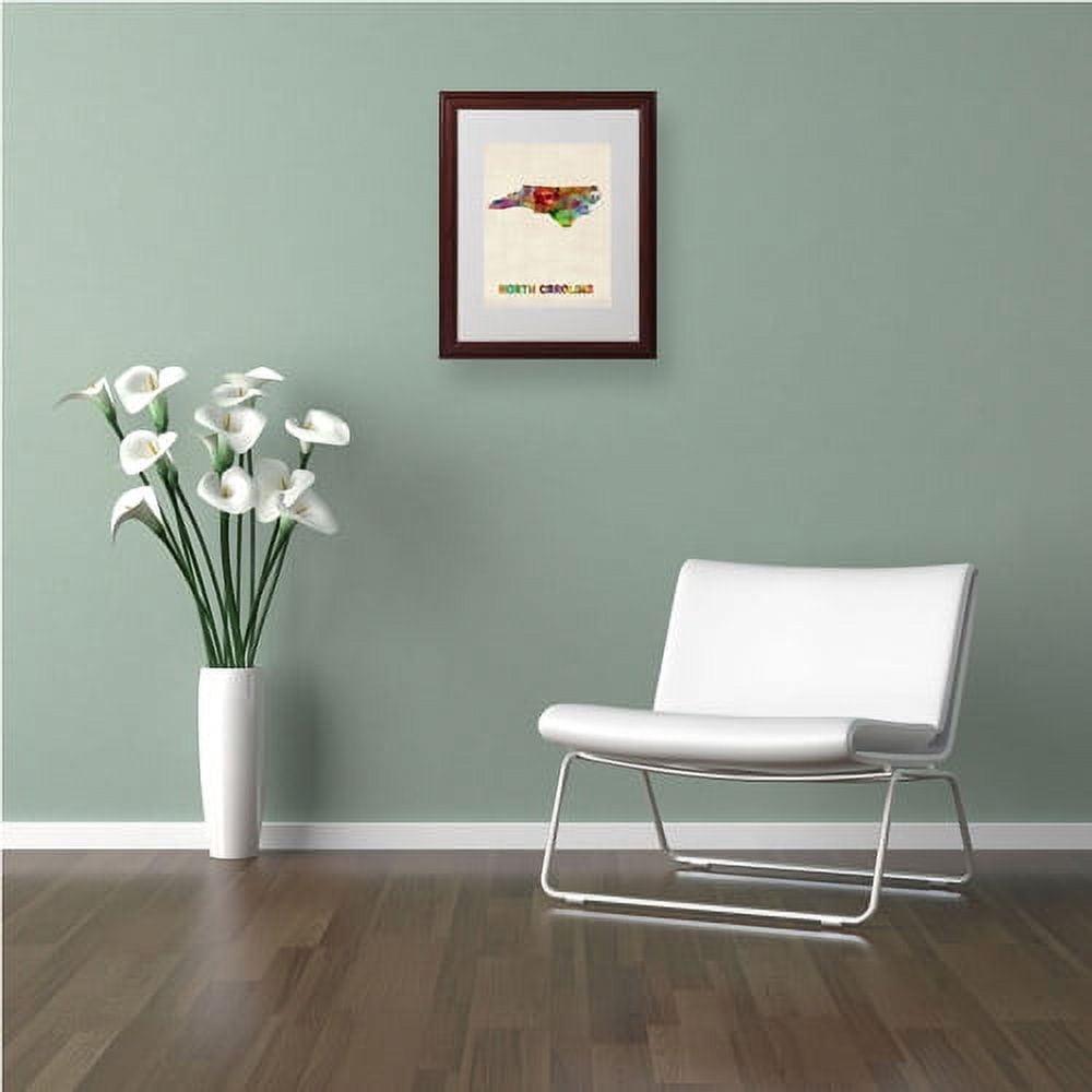 Trademark Fine Art "North Carolina Map" Matted Framed Art by Michael Tompsett, Wood Frame