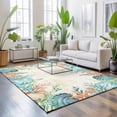 thumbnail image 3 of Area Rugs 2.7'x5', Beige Coastal Carpet Runner Indoor Outdoor Rugs Home Decor Aesthetic, Summer Nautical Beach Coral Starfish Non Slip Mats Washable Accent Rug for Living Room Bedroom, 3 of 8