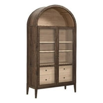 Bowery Hill Contemporary Storage Display Cabinet in Walnut Light Oak