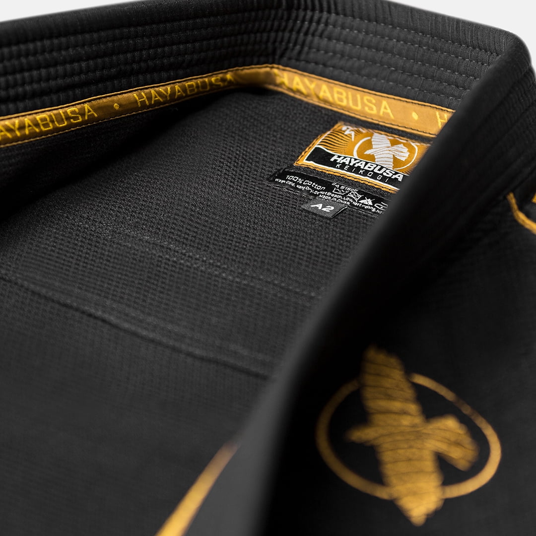 Hayabusa Lightweight Pearl Weave Jiu Jitsu Gi, Black/Gold A4