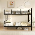 thumbnail image 2 of Costway Metal Twin Over Twin Bunk Bed with Built-in Ladder Safety Guardrail Black, 2 of 9