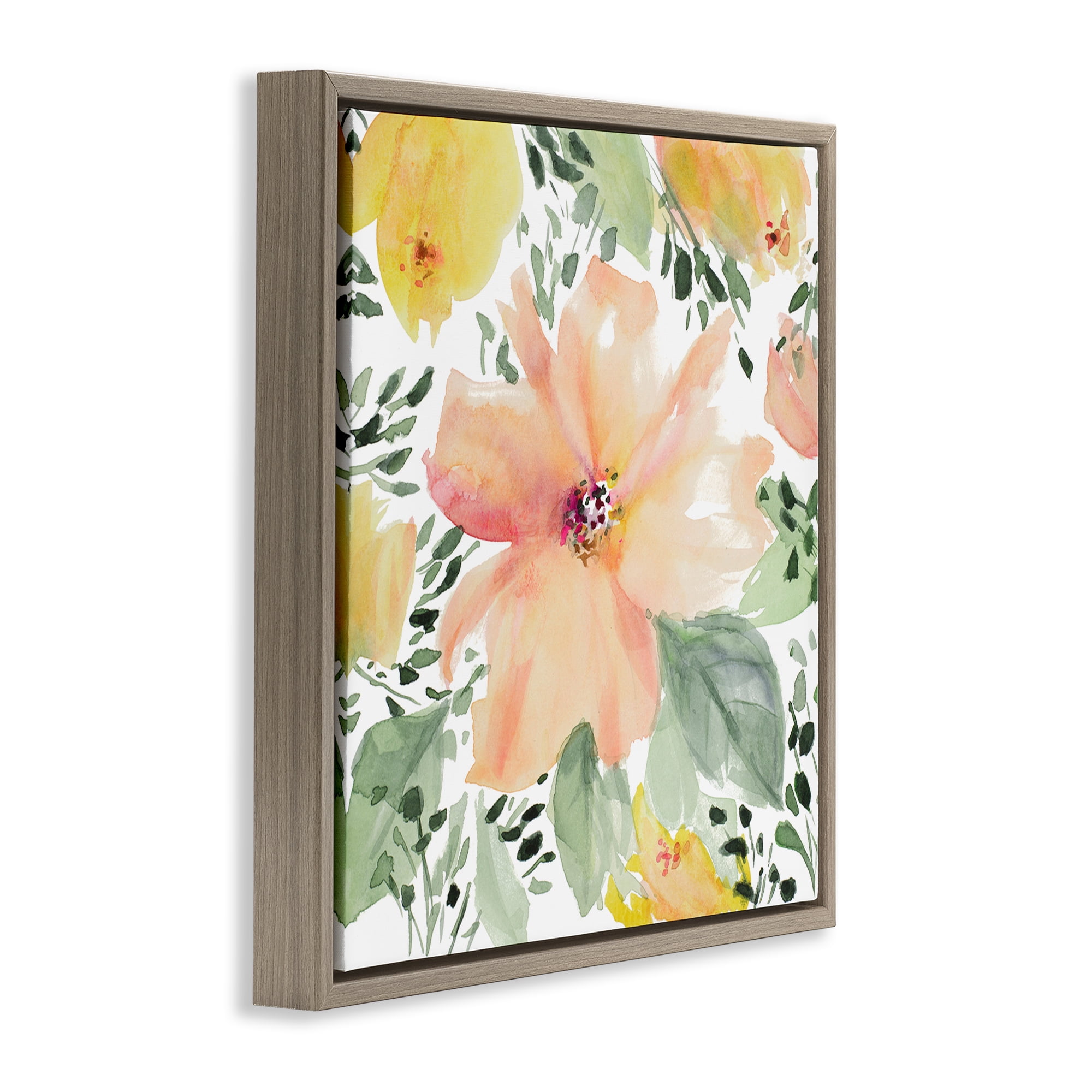 Stupell Industries Birds Eye Flowers Botanical & Floral Painting Brown Floater Framed Art Print Wall Art, 25 x 25