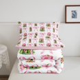 thumbnail image 5 of Manfei Cartoon Food Print Full Size Comforter Sets,Cute Pink Bowknot Bedding Comforter Set,Pink Reversible,3pcs,1 Comforter and 2 Pillowcases, 5 of 7