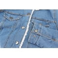 thumbnail image 3 of Women's Classic Cotton Faux Fur Lined Button Up Denim Jean Trucker Jacket (Light Blue, M), 3 of 4