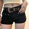 thumbnail image 6 of Hmhnsya Women Y2k Gothic Low Waist Rivet Denim Shorts With Belt, 6 of 6