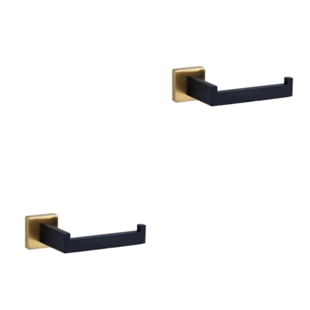 Juego de herrajes para baño Inteprter Toallero Soporte de papel Gancho para bata Soporte de oro negro 2Conjunto