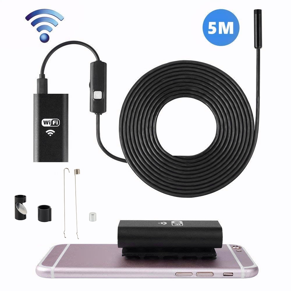1200P WIFI Endoscope,Semi-Rigid Borescope with 8 Adjustable LED Lights,IP67 Waterproof Android/IOS Wireless Snake Camera for Car Inspection/Sewer Maintenance ZOTO Inspection Camera 