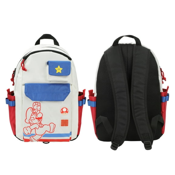 Super Mario Bros Mario Jump Pose 19" White Backpack