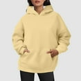 thumbnail image 3 of Women's Long Sleeve Oversized Hoodies Solid Color Pullover Sweatshirts Fall Winter Fashion Casual Loose Tops with Pocket, 3 of 5