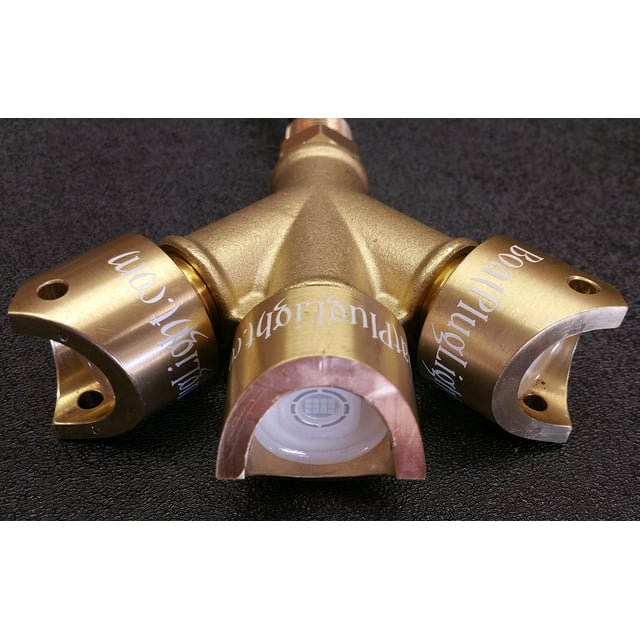BoatPlugLight.com Yknot3-BRASS LED Boat Drain Plug Light New Triple Head Design! 3000 LUMENS! (Green)