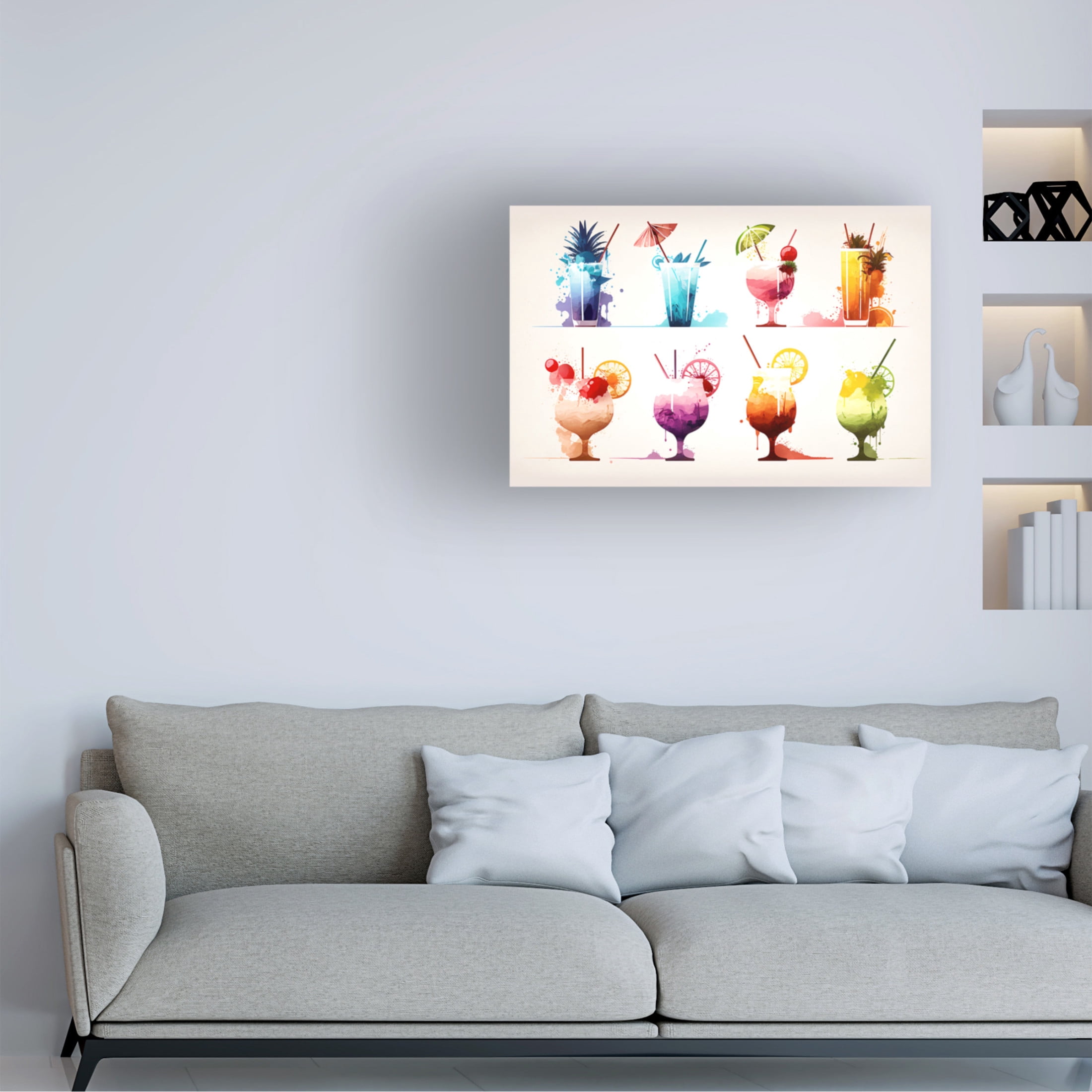 Canvas Wall Art - Ray Heere 'Mid Century Cocktails And Drinks 14' Wall Art for Living Room, Bedroom, or Office Décor by Trademark Fine Art - 19 x 12 Inches