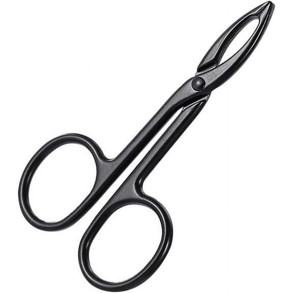 Professional Scissors Shaped Eyebrow Tweezers Nose Hair Clip Tweezer Tool Flat Tip Tweezers Precise Plucking Rustproof Face Hair Removal, Black Straight