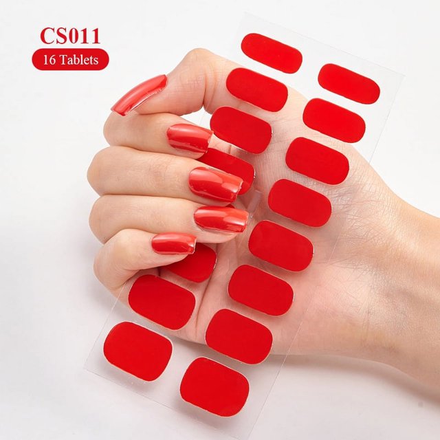 Pegatinas de uñas de Color vino tinto de larga duración, envolturas de uñas completas, deslizador autoadhesivo, arte de uñas, decoración de manicura DIY, 16 puntas