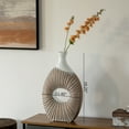 thumbnail image 2 of 19-Inch White and Gold Farmhouse Vase - Decorative Piece for Boho Kitchen, Bedroom Table, Home Office, Living Room or Shelf Decor - Large Vase for Console, Coffee Table, and Entryway Centerpieces, 2 of 8
