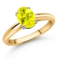 thumbnail image 2 of Gem Stone King 10K Yellow and White Gold Canary Mystic Topaz Solitaire Engagement Ring for Women (1.56 Cttw, Oval 8X6MM, Gemstone Birthstone, Available in Size 5, 6, 7, 8, 9), 2 of 4